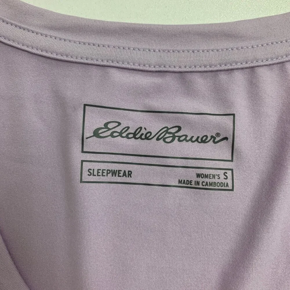 Eddie Bauer Sleepwear V Neck Tee Womens S Small Lavender Short Sleeve Stretch
